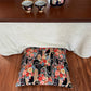 Japanese Zabuton Floor Pillow Floral Black