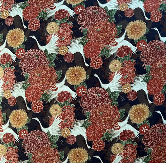 Cranes Japanese Cotton Futon Cover.  Handmade Shiki Futon Cover.