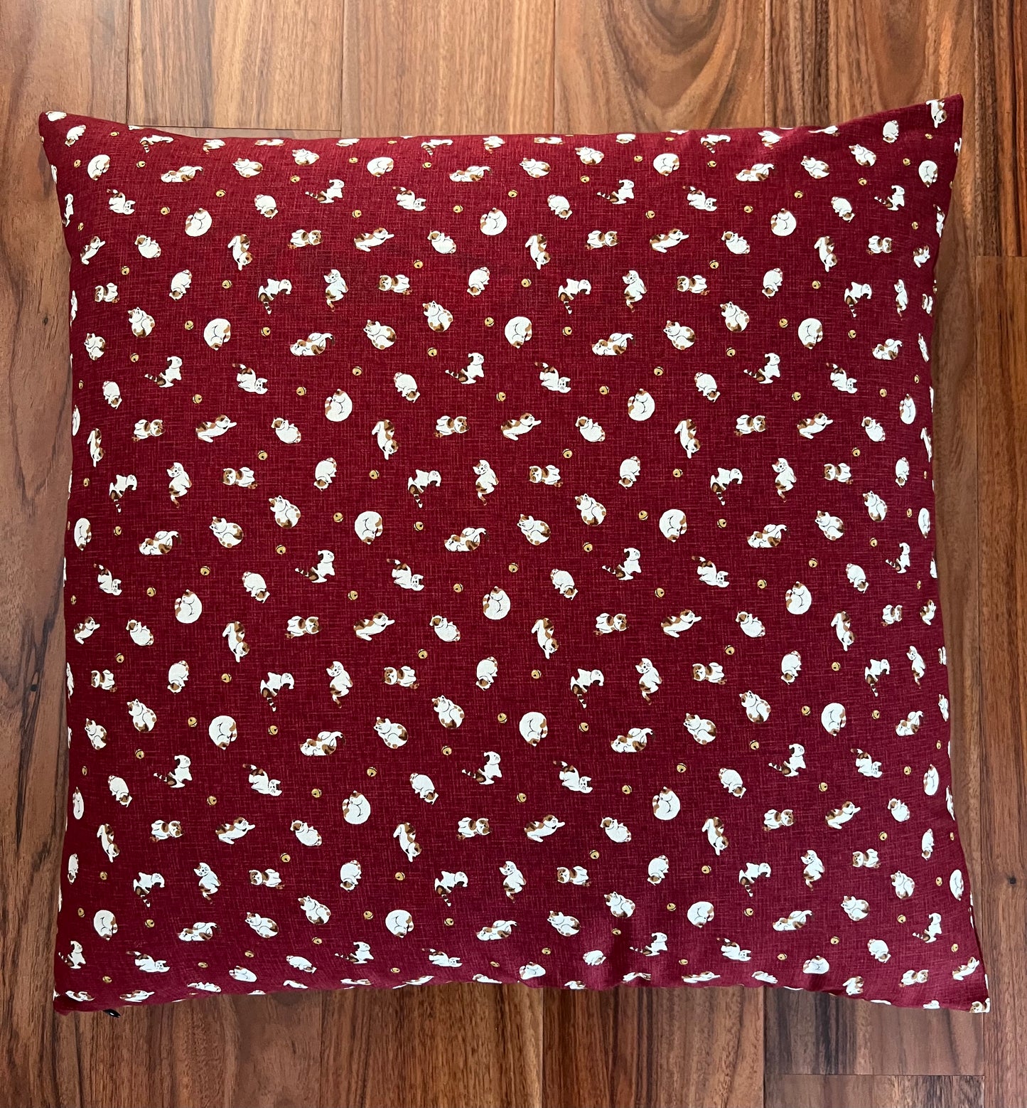 Japanese Zabuton Floor Pillow Cats Burgundy