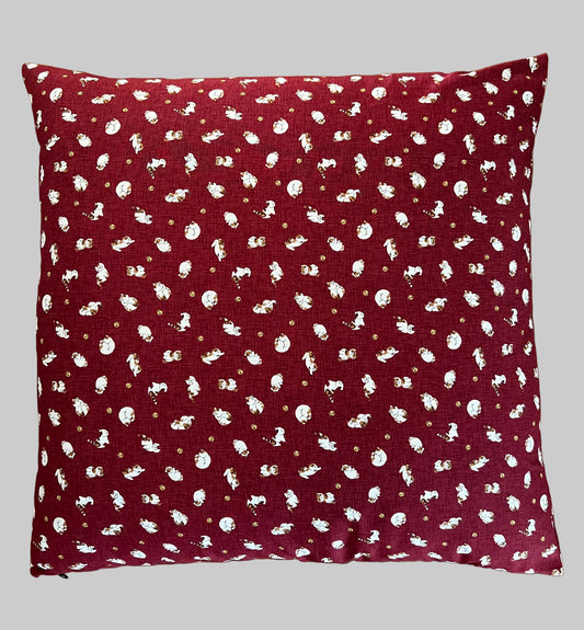 Japanese Zabuton Floor Pillow – Cats Burgundy | Meditation Cushion | Authentic Japanese Fabric