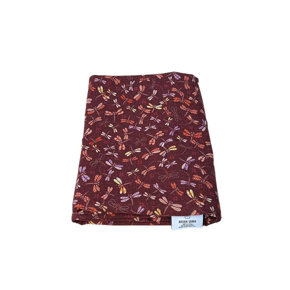 Japanese Shikibuton Futon Mattress with Removable Tombo Burgundy Cover | Handmade Cotton Futon