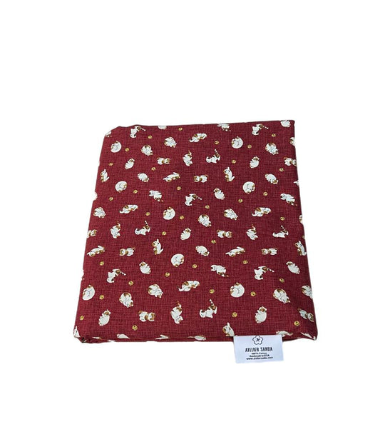 Cats Red Japanese Cotton Futon Cover.  Handmade Shiki Futon Cover.