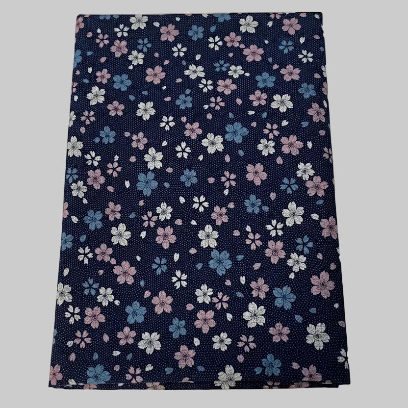 Japanese Shikibuton Futon Mattress with Removable Sakura Navy Cover | Handmade Cotton Futon