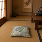 Japanese Zabuton Floor Pillow Floral Blue