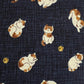 Japanese Zabuton Floor Pillow Cats Navy