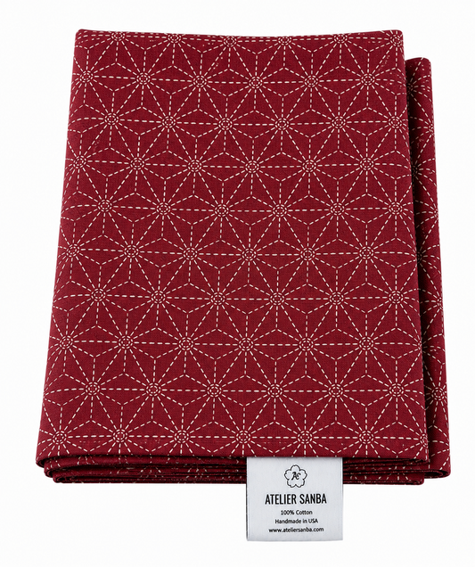 Asa-No-Ha Red Japanese Futon Cover | Handmade Shiki Futon Cover