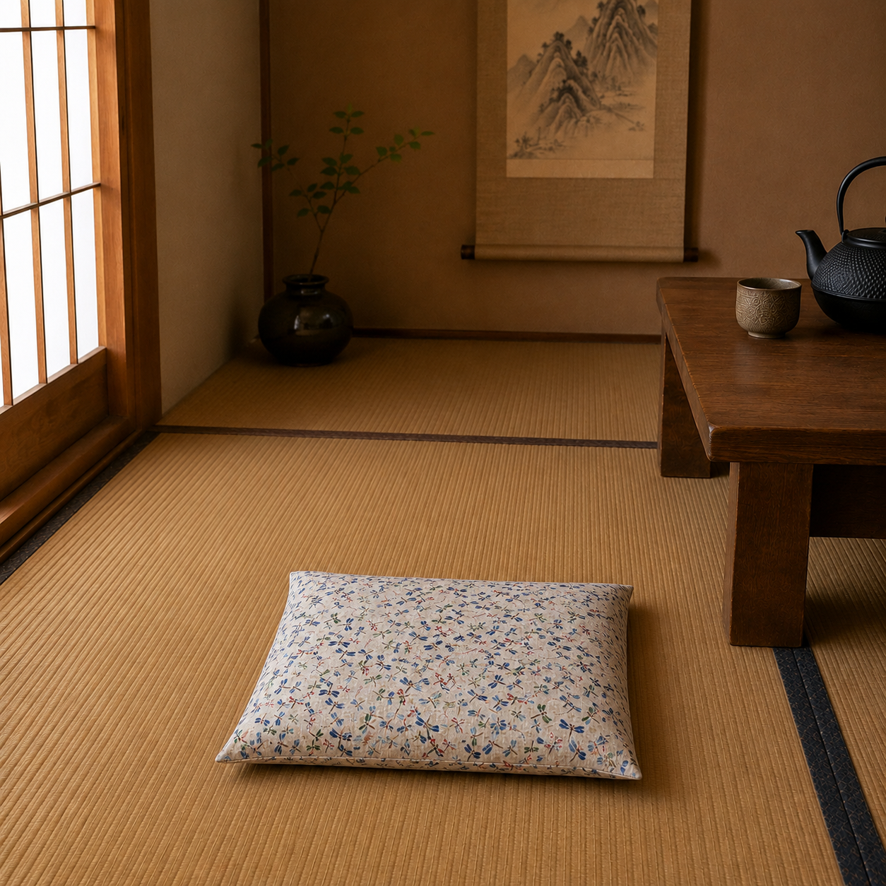 Japanese Zabuton Floor Pillow Tombo Beige