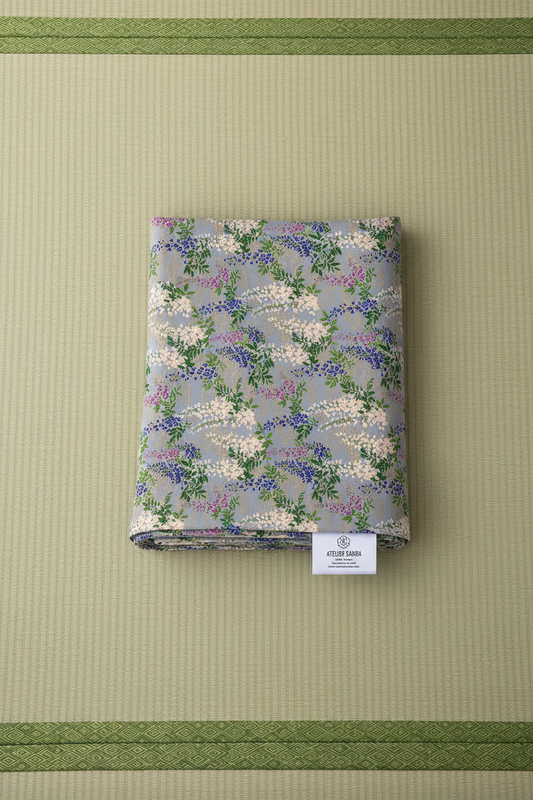 Floral Japanese Cotton Futon Cover.  Handmade Shiki Futon Cover.