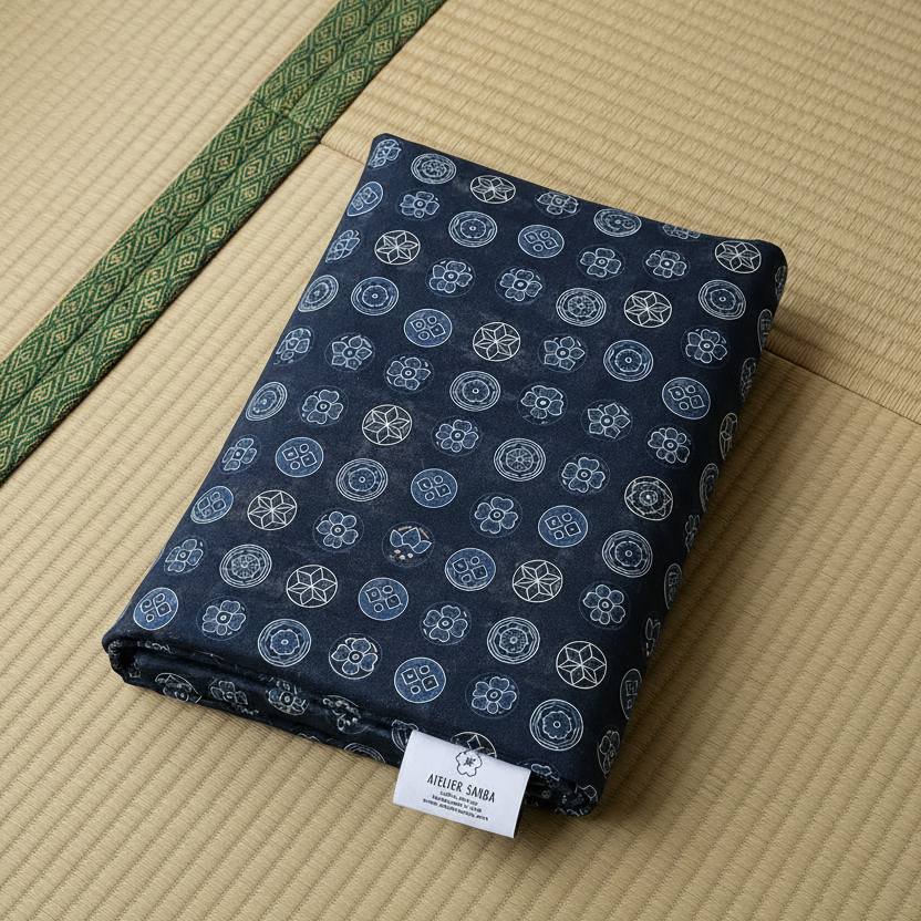 Kamon Family Crest Japanese Futon Cover | Handmade Shiki Futon Cover