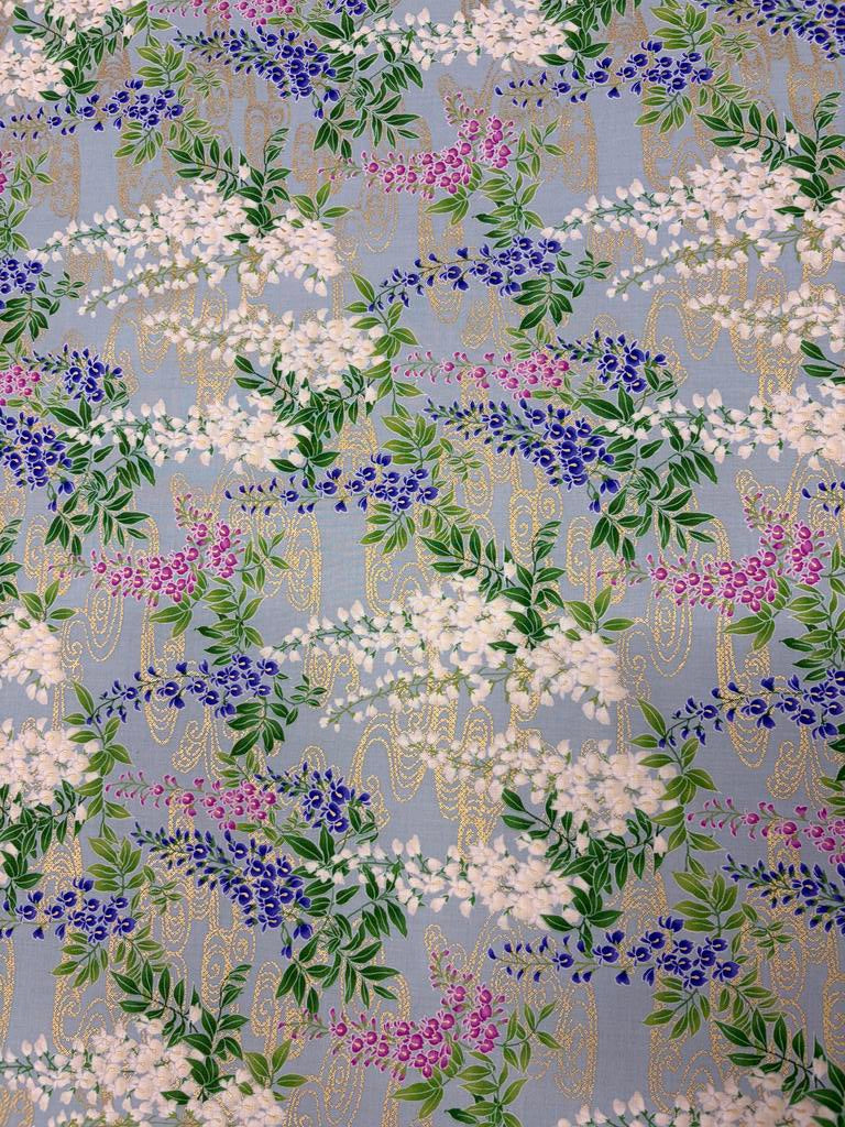 Handmade Cotton Futon w/Removable Floral Blue Cover. Shiki Futon.