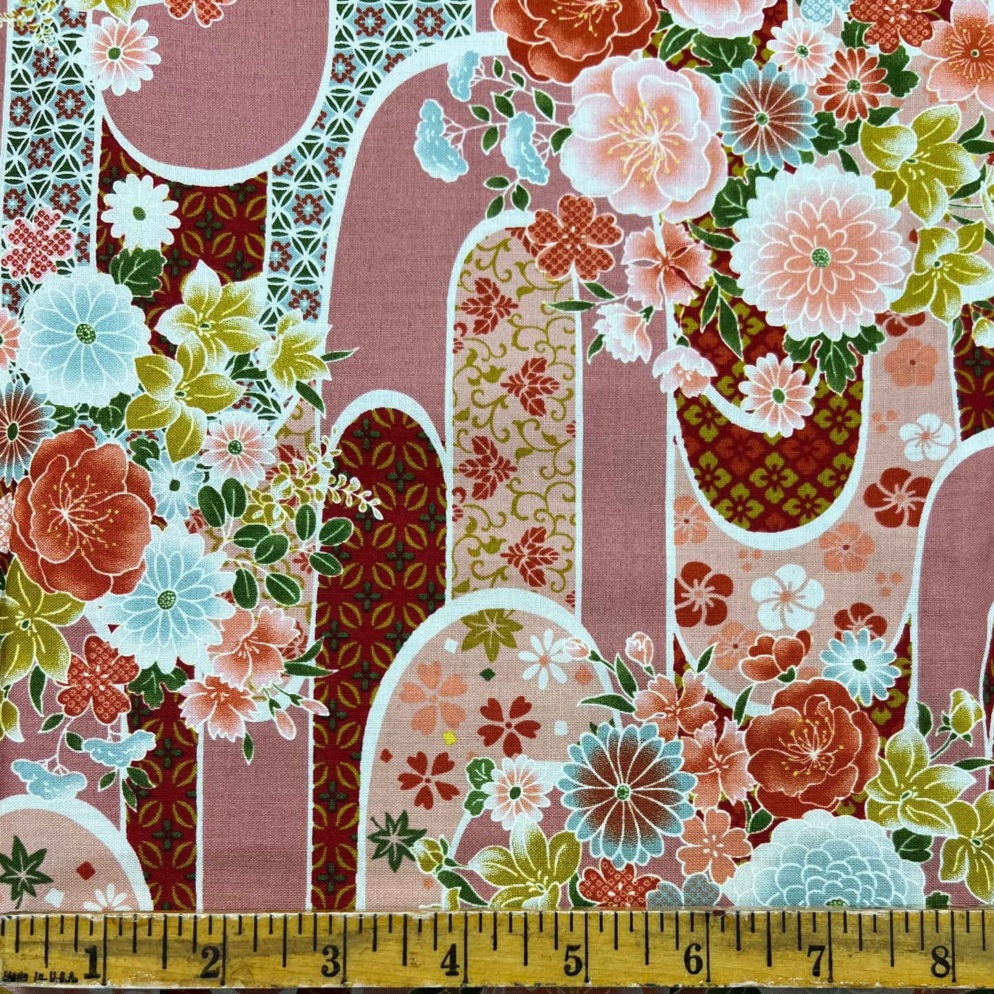 Japanese Zabuton Floor Pillow Floral Red