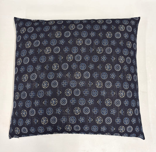 Japanese Zabuton Floor Pillow Kamon Navy