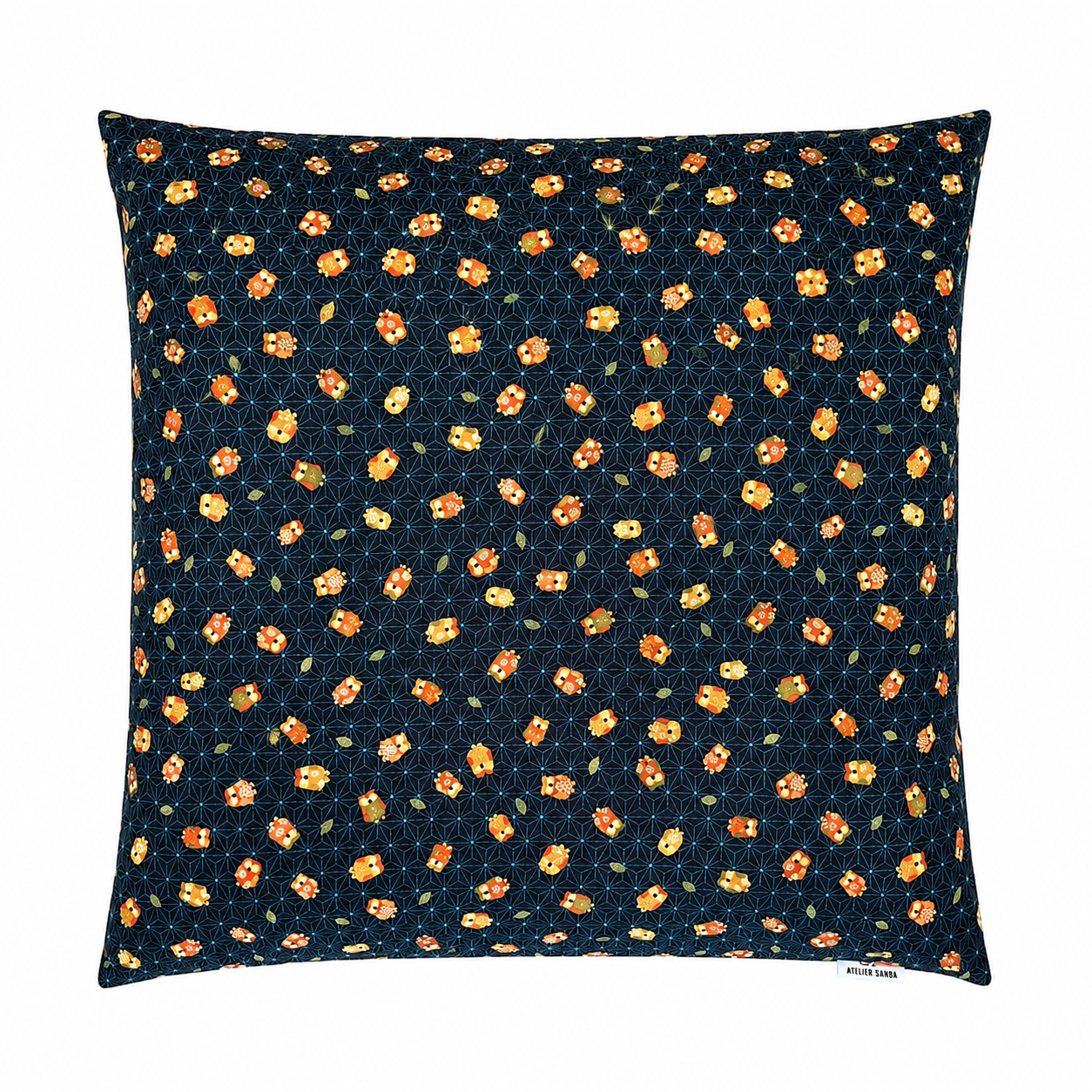 Japanese Owl Navy Throw Pillow | Decorative Accent Pillow