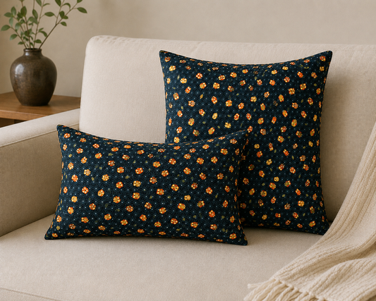 Japanese Owl Navy Throw Pillow | Decorative Accent Pillow