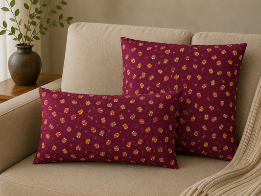 Japanese Owl Burgundy Throw Pillow | Decorative Accent Pillow