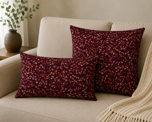 Japanese Tombo Burgundy Throw Pillow | Decorative Accent Pillow