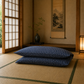 Japanese Shikibuton Futon Mattress with Removable Yagasuri Blue Cover | Handmade Cotton Futon